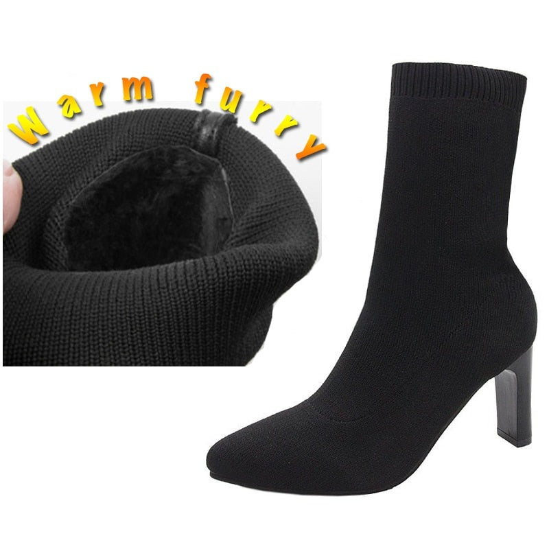 Socks Boots for Women with Stretch Fabric