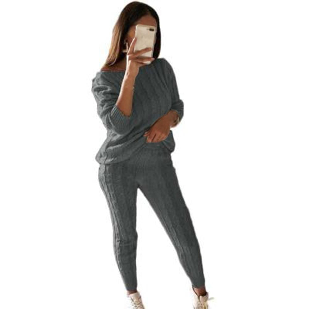 Ladies Knitted O Neck Lounge Set