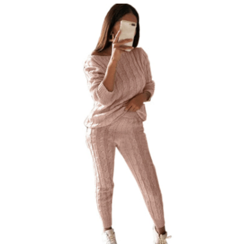 Ladies Knitted O Neck Lounge Set