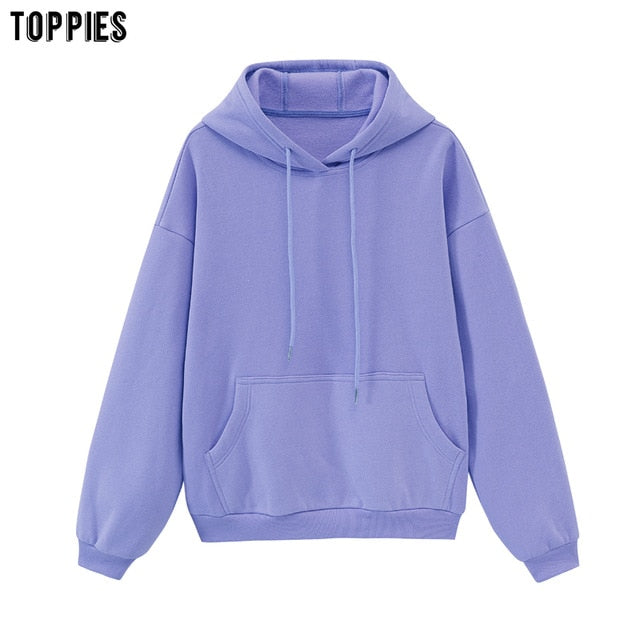 Oversized Solid Pullover Hooded Sweatshirt Tracksuit