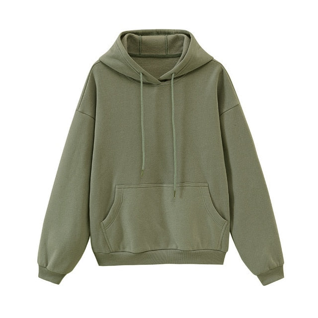 Oversized Solid Pullover Hooded Sweatshirt Tracksuit