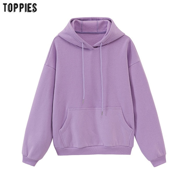 Oversized Solid Pullover Hooded Sweatshirt Tracksuit