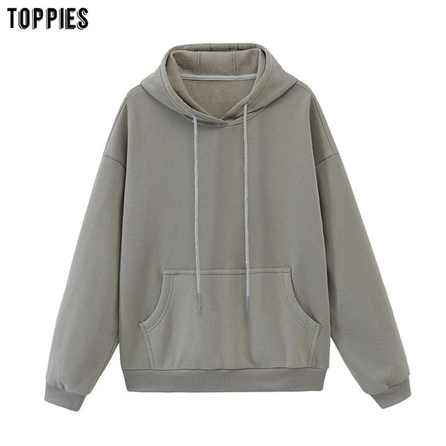 Oversized Solid Pullover Hooded Sweatshirt Tracksuit