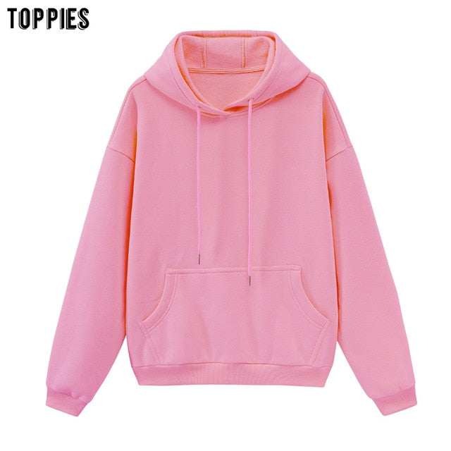 Oversized Solid Pullover Hooded Sweatshirt Tracksuit