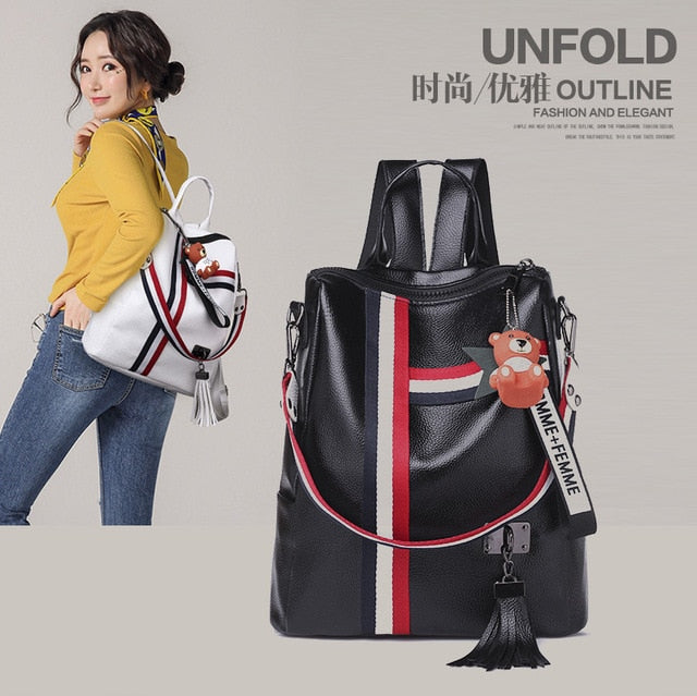New Fashion Zipper Ladies Backpack PU Leather School Bag Crossbody shoulder bag for you