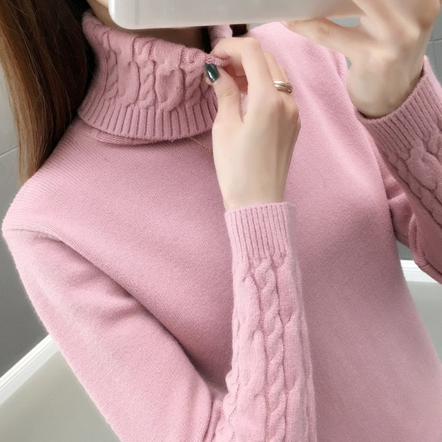Women Autumn Sweater Turtleneck Pullover