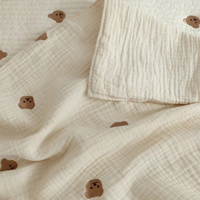 MILANCEL 2021 Autumn New Baby Blanket Korean Bear Print KIds Sleeping Blanket