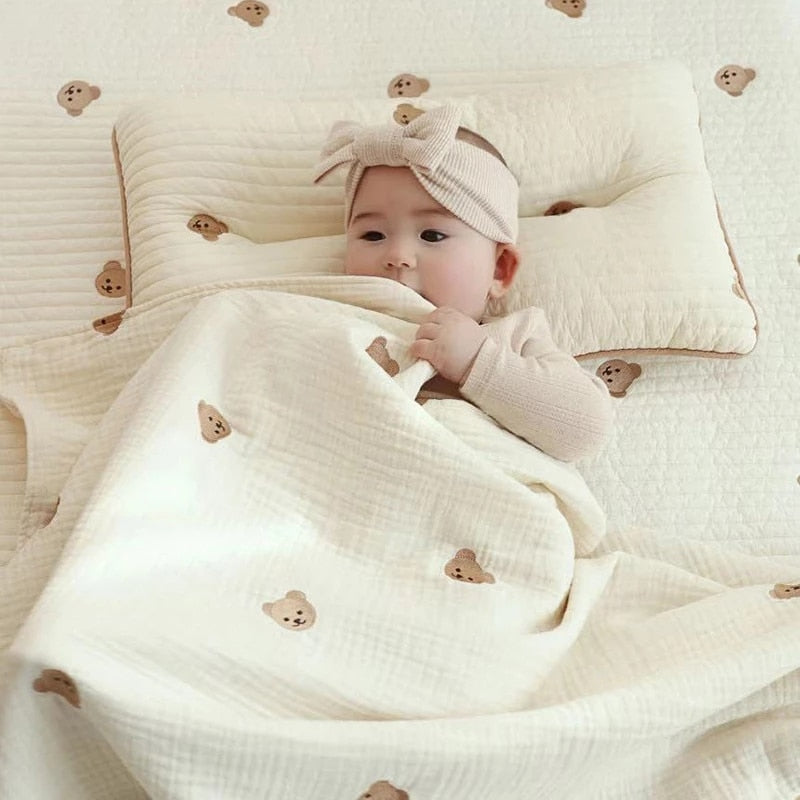 MILANCEL 2021 Autumn New Baby Blanket Korean Bear Print KIds Sleeping Blanket