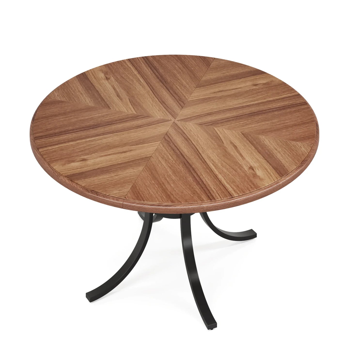 Tribesigns 47" Round Dining Table for 4 People, Farmhouse Kitchen Table with Wooden Texture Surface & Pedestal Base, Round Table