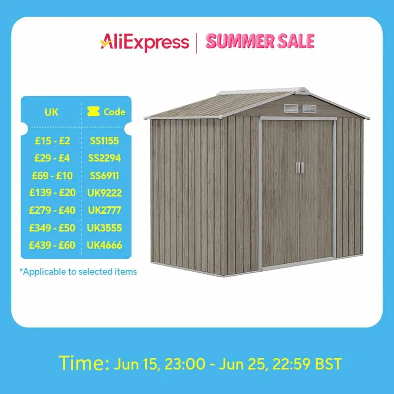 Outsunny 7 X 4ft Garden Shed Storage with Locking Door and Foundation Kit, Light Brown