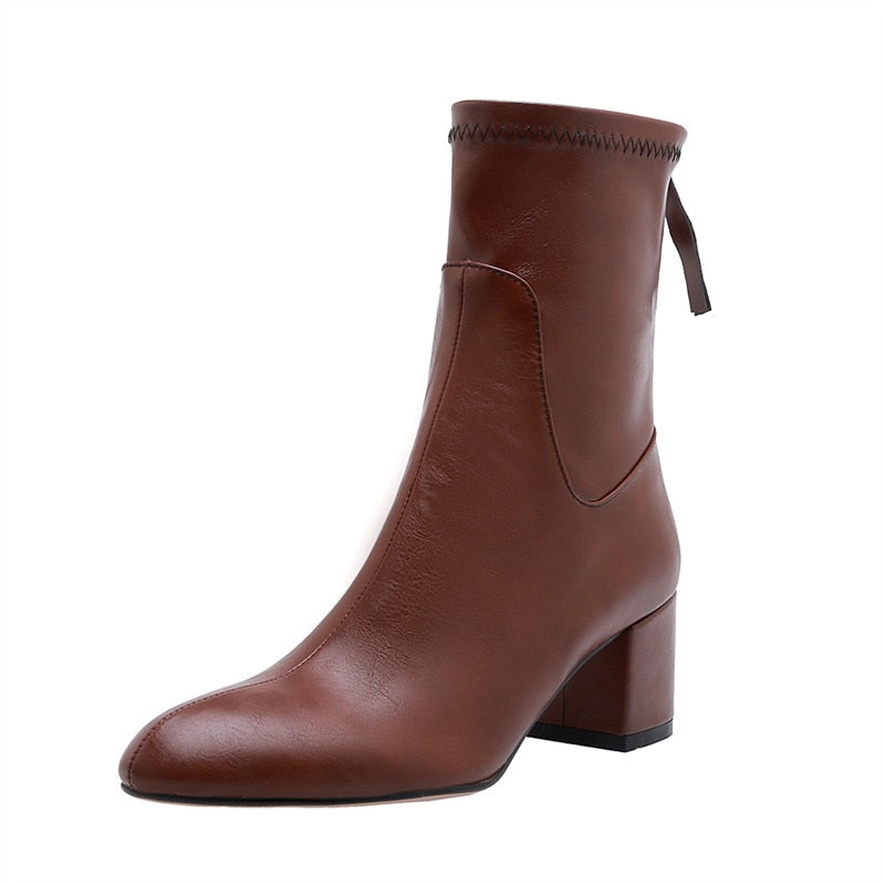 Women Flock Ankle Boots