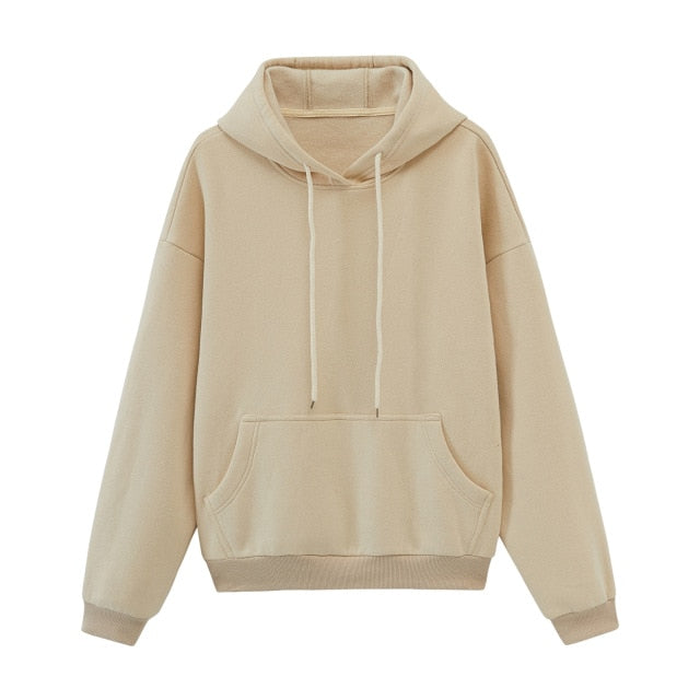 Oversized Solid Pullover Hooded Sweatshirt Tracksuit